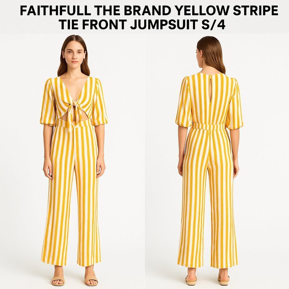 Faithfull the Brand Striped Jumpsuit Yellow White Size S / US 4